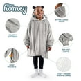 thumbnail image 4 of Bare Homey Plush Sherpa Wearable Blanket - Fluffy & Soft - Lightweight - Kids, Light Gray, 4 of 9