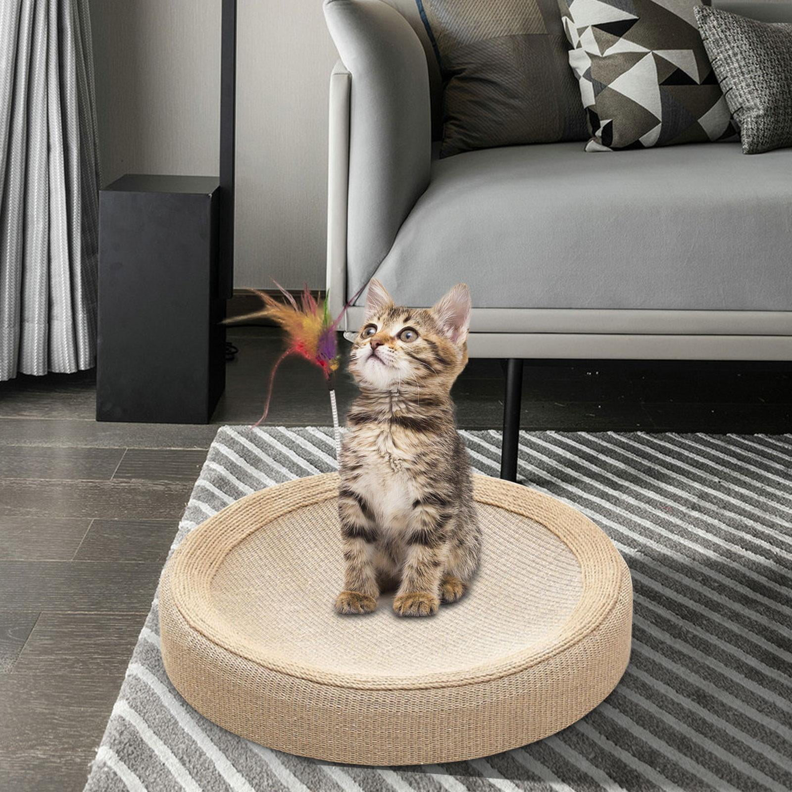 DOLITY Cat Scratcher Bed Non Slip Wear Resistant Kitty Pet Supplies Cat Scratch Pad round and cat teaser