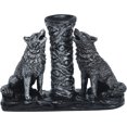 thumbnail image 1 of Two Silver Wolves Figurine Howling Wolf Statue Display Stand Sphere Base Holder for Crystal Ball Glass Pedestal Crystal Sphere, 1 of 6
