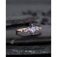 thumbnail image 2 of Nature Inspired Round Shape Alexandrite Engagement Ring, Unique Crescent Rose Gold Promise Ring Vintage Moon and Star Wedding Ring for Women, 2 of 5