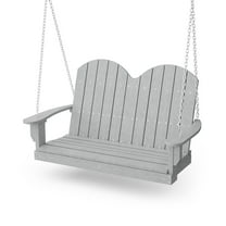 Wildridge Classic Savannah Porch Swing, Light Gray - Outdoor Weather Resistant Recycled Plastic Furniture for Patio