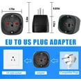 thumbnail image 6 of Europe to US Plug Adapter, 2 Pack European to American Outlet Adapters, EU to USA Power Adapter for Spain German France Type C/E/F Plugs, Black, 6 of 13