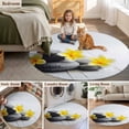 thumbnail image 5 of Yellow Egg Flowers Round Area Rug 3Ft Washable Small Circle Rugs for Kitchen Entryway, Plumeria Floral Stone Country Non-Slip Carpet Floor Mats Indoor Outdoor Carpet Runner Aesthetic Home Decor, 5 of 8