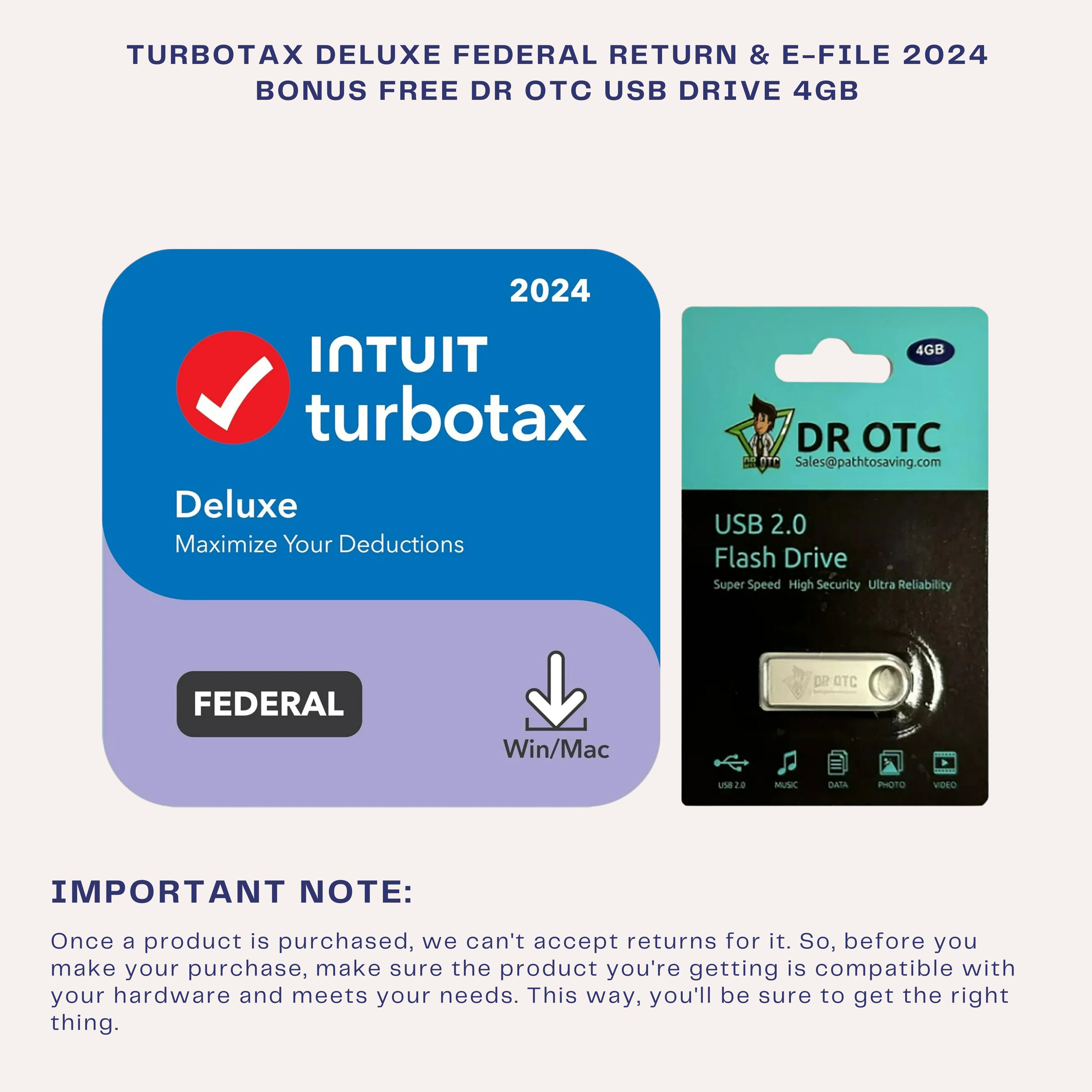 TurboTax Deluxe 2024 Tax Software Federal Return & Federal EFile [PC