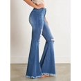 thumbnail image 2 of Women's High Waisted Flared Pants Ripped Knee Flared Women's Jeans, Casual And Fashionable Boyfriend Long Pants, 2 of 5
