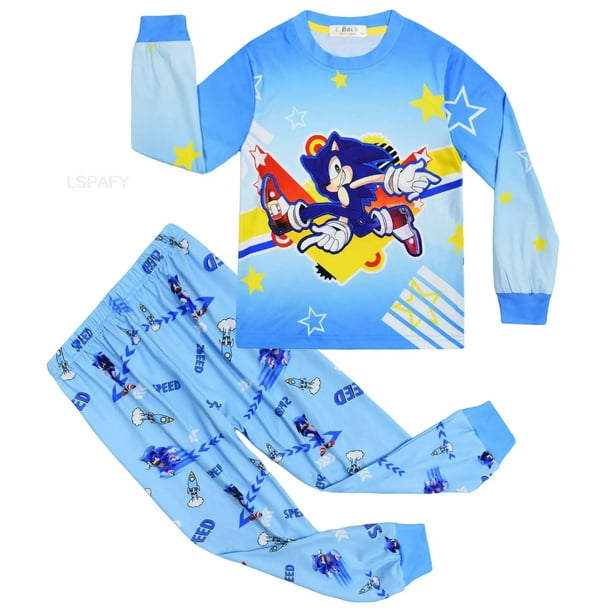 Conjunto de pijamas de SONIC RACING para niños, ropa de dormir de Halloween Y Navidad, ropa de casa de dibujos animados para niños Y niñas de 2 a 10 años