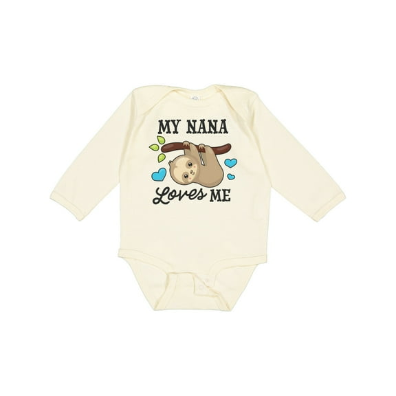 Inktastic My Nana Loves Me with Sloth and Hearts Boys or Girls Long Sleeve Baby Bodysuit
