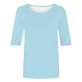 thumbnail image 2 of T Shirts for Women Elegant Half Sleeve Summer Tops Solid Color Tunic Tops Tee Shirts Crewneck Casual Loose Pullover Tops Holiday Party Wear Tshirts Plus Size, 2 of 4