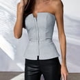thumbnail image 2 of Solid Color Tube Sleeveless Slim Adjustable Zipper Tops, with Ribbed Details and Sizes, 2 of 5