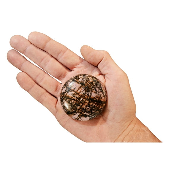 Kidz Rocks Rhodonite Palm Stone 2 1/2" Raw Chakra Healing Stone Pink Rock Mineral