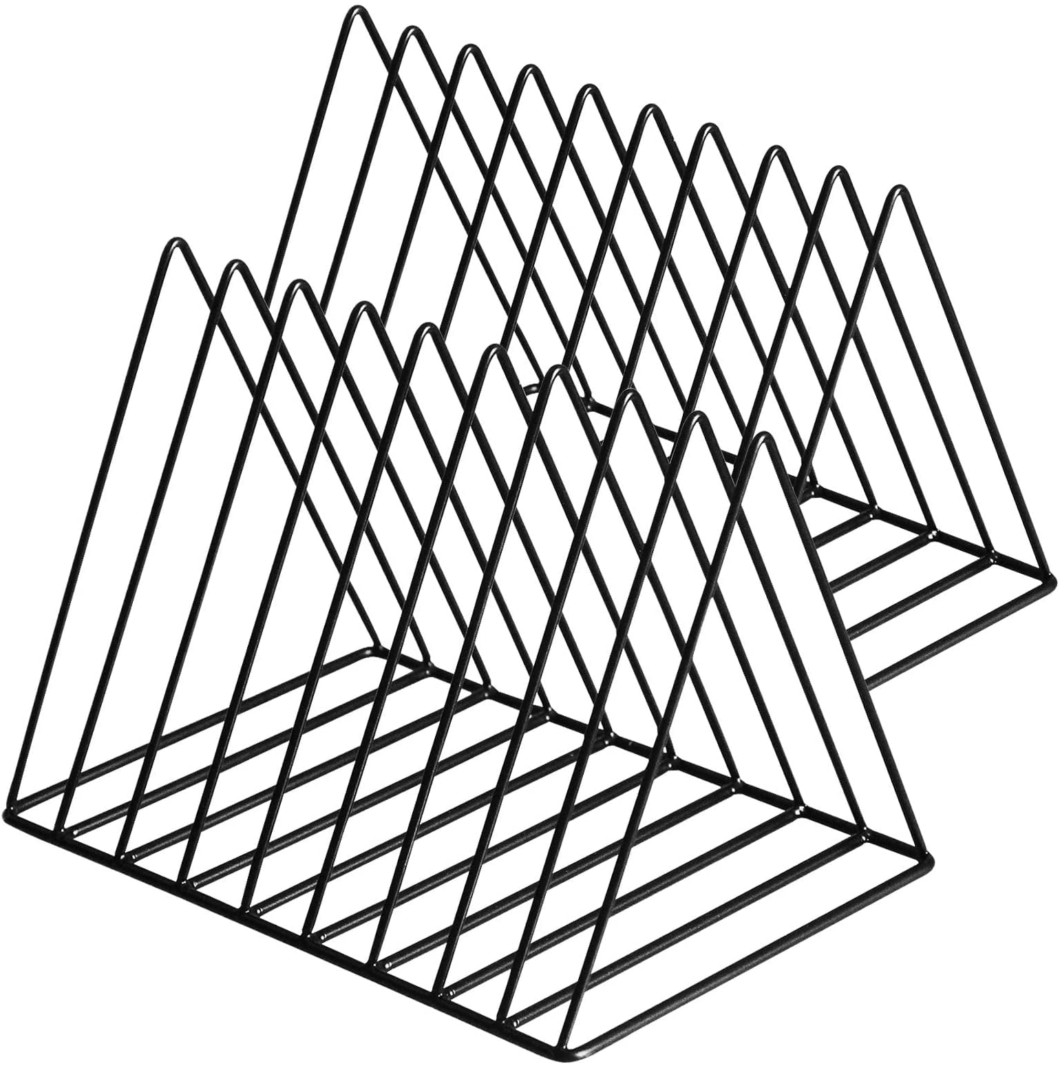 Triangle File Folder Racks and Magazine Holder,2 Pack 10 Lattice Metal Newspaper Holder Magazine File Storage for Office Home Decoration, Black