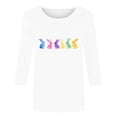 thumbnail image 4 of ClodeEU Women's Easter Day 3/4 Sleeve Shirts ,Cute Easter Graphic Tee ,Colorful Spring Casual Blouses Tops White^,Womens Plus XXL, 4 of 6