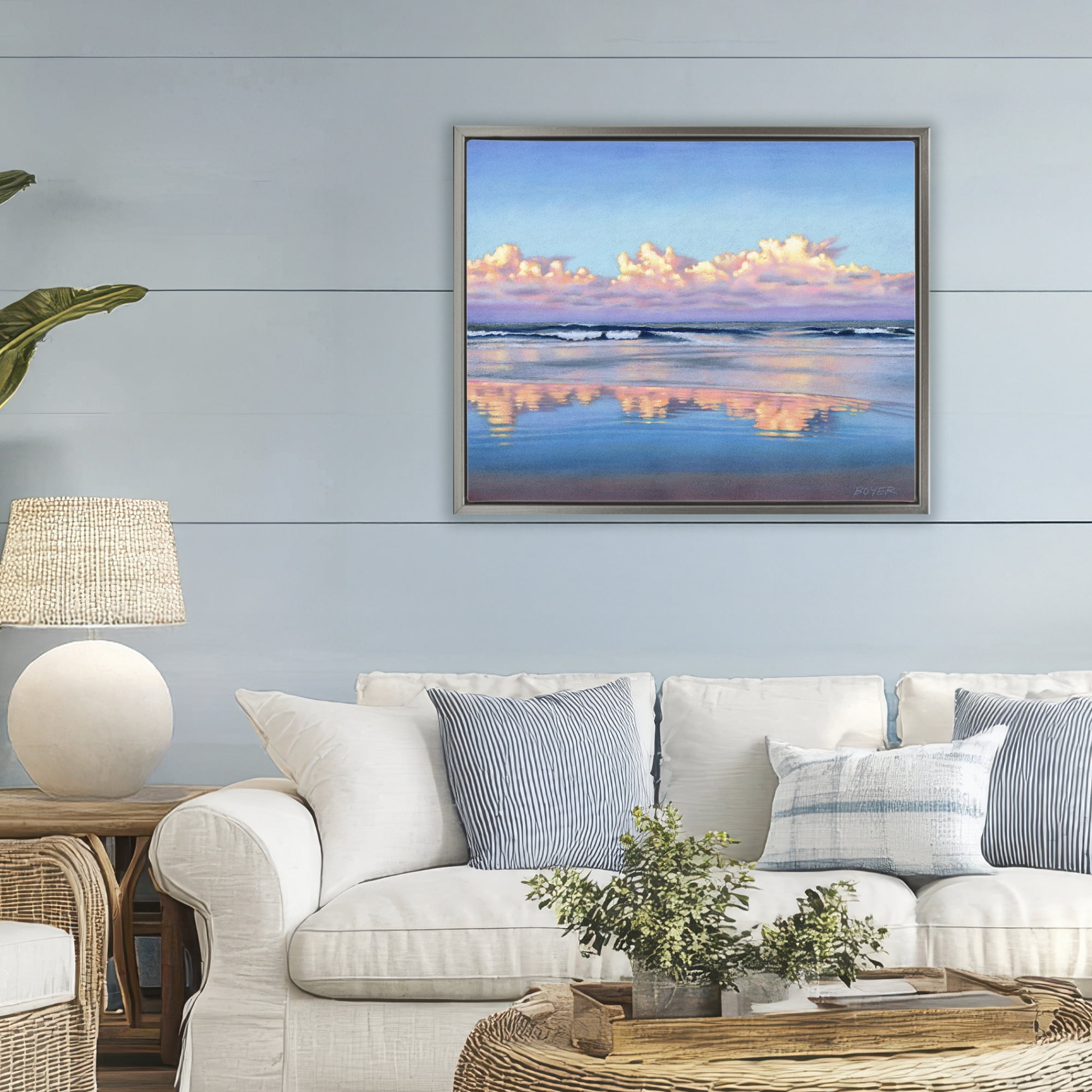Stupell Industries Cloud Illusions Reflection Gray Framed Floater Canvas Wall Art, design by Susy Boyer