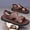 Brown, variant on Embroidered Pattern Genuine Leather Two-Wear Men's Platform Sandals