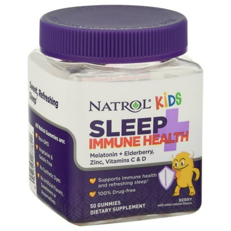 Natrol Kids Sleep + Immune Health Gummies - Melatonin & Elderberry, 50 ct - Non GMO, Vegetarian