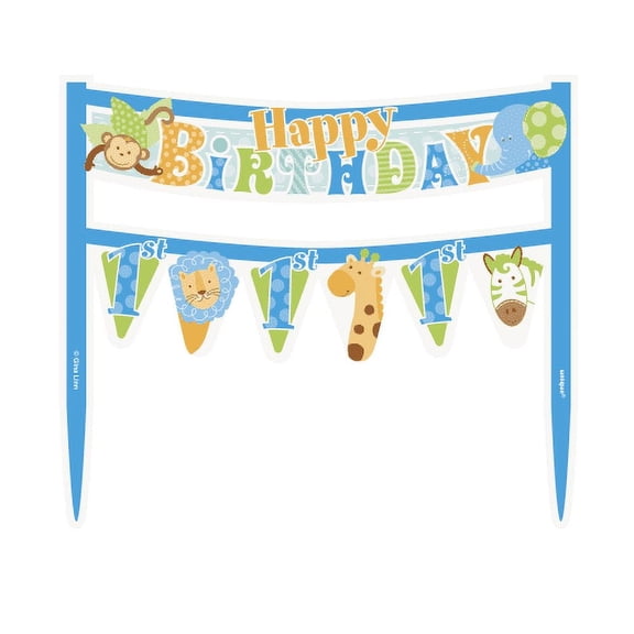 Blue Safari 1st Birthday Cake Banner Kit
