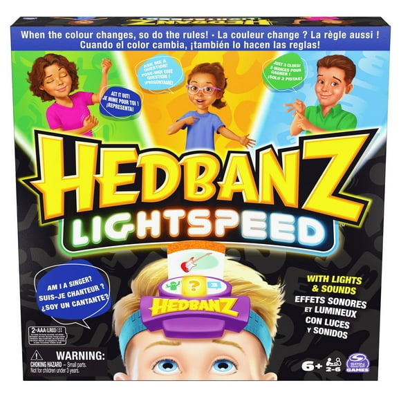 Hedbanz Lightspeed Game with Lights & Sounds | Family Games | Games for Family Game Night| Kids Games | Card Games for Families & Kids Ages 6 and up