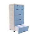 TFCFL 6 Drawers Portable Sturdy Plastic Dresser Storage with Keys Blue 19.7"
