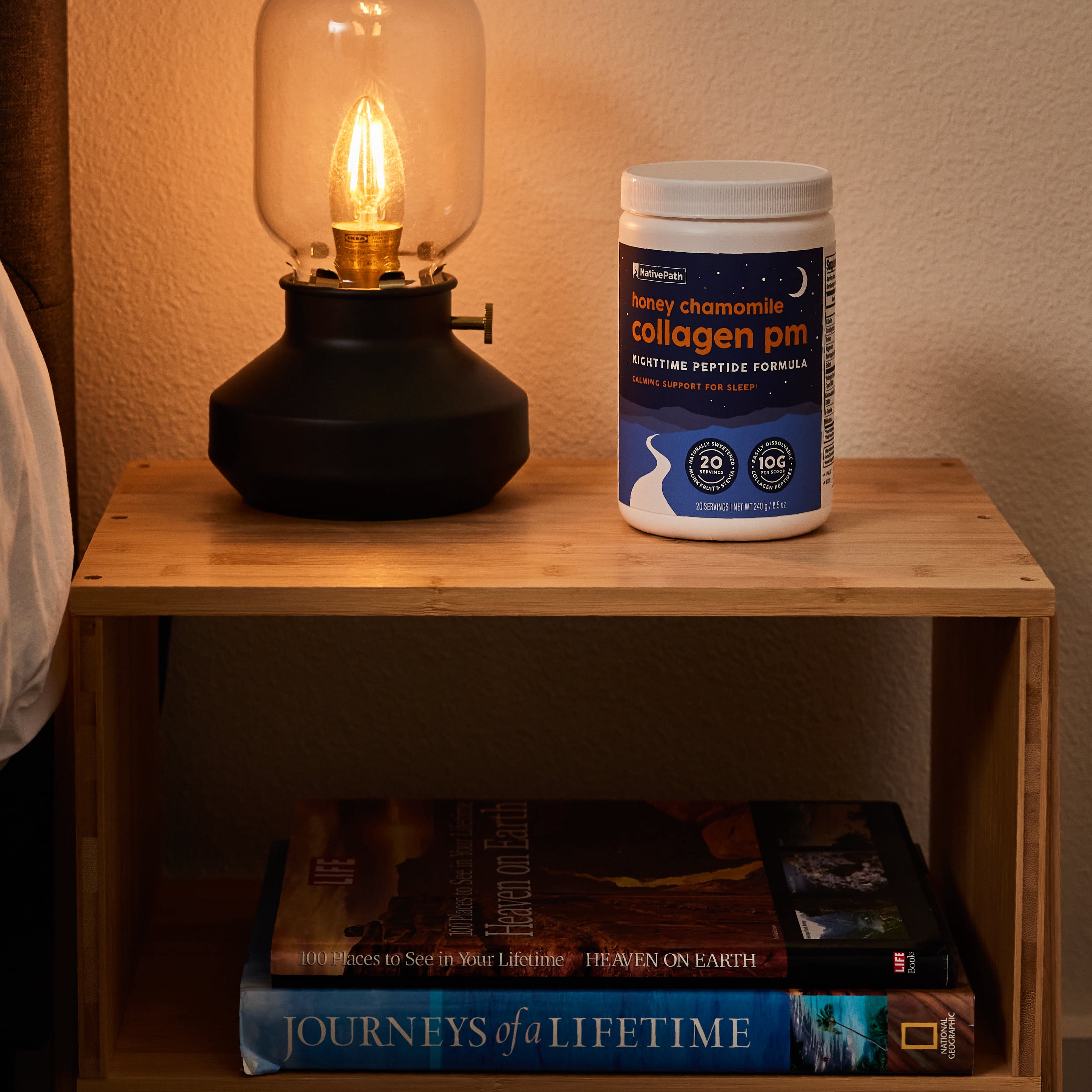 NativePath Collagen PM Honey Chamomile, Sleep Support with Melatonin & Magnesium, 20 Servings