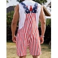 thumbnail image 2 of 250th Anniversary Mens American Flag Overalls Shorts Jumpsuit 4th of July Bib Coveralls(Red White and Blue,XS), 2 of 9