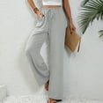 thumbnail image 2 of Annhoo Womens Casual Wide Leg Pant Drawstring High Waist Palazzo Pants Baggy Soft Solid Color Trousers, 2 of 8