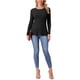 thumbnail image 2 of Suéteres de manga larga para mujer INSPIRE CHIC, cuello redondo, tops de punto elástico, camisa casual de otoño e invierno, color negro, 2 of 6
