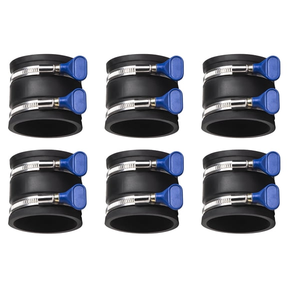 POWERTEC 6PK 2-1/2" Dust Control Flex Cuff w/Adjustable Key Hose Clamps, Hose Connector Rubber Cuff Coupler for Woodworking Dust Collection Fittings, Dust Collector Accessories & Machinery(70337-P6)