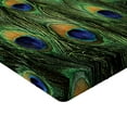 thumbnail image 2 of Ambesonne Peacock Fitted Sheet 2 Pcs Set, Exotic Animal Feathers, Twin XL, Green Mustard Navy, 2 of 3