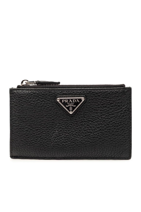 Pre-Owned Prada Triangle Logo Plate Business Card Holder/Card Case Wallet/Coin Purse Fragment...