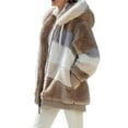 thumbnail image 2 of UKAP Women Fuzzy Fleece Coat Casual Color Block Zipper Pocketed Sherpa Jacket Cardigan Outerwear, 2 of 4