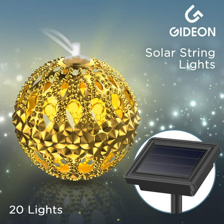 LED Solar Powered Ball String Lights 15 Ft by Gideon 1.5