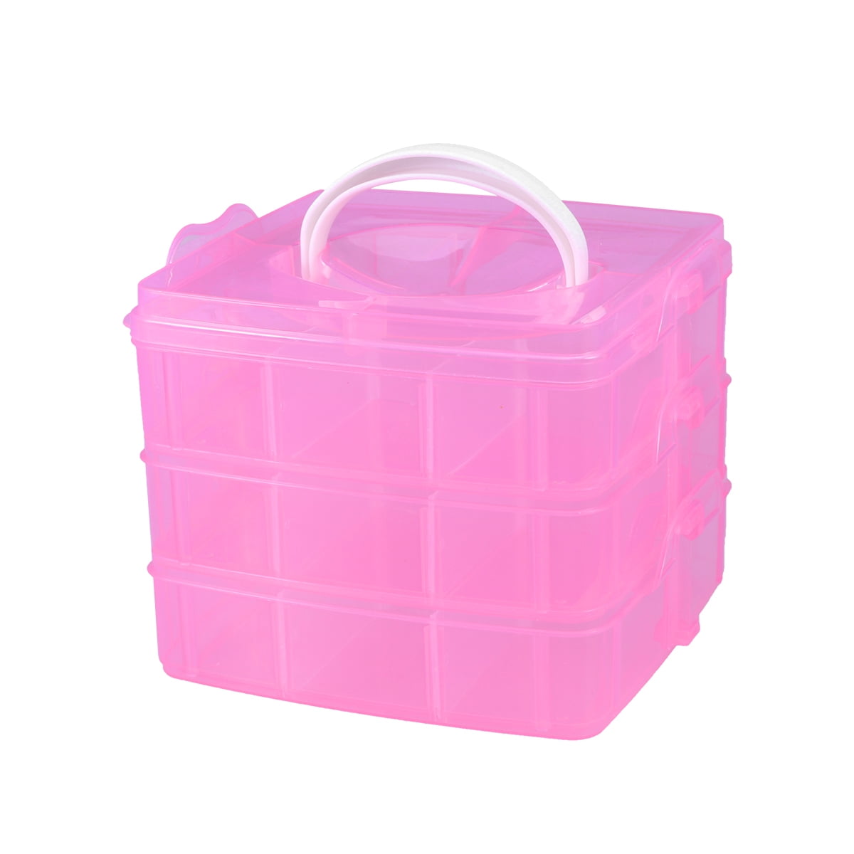 AOOOWER Pink Plastic Storage Box with Handle Kids Hair Jewelry Multipurpose  Organizer 