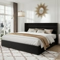 thumbnail image 5 of Sifurni King Size Velvet Lift up Hydraulic Storage Platform Bed Frame with Panel Upholstered Wingback Headboard, Black, 5 of 13