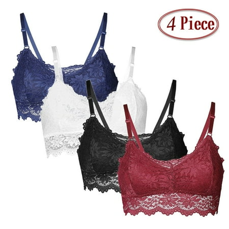Floleo Sexy Lingerie For Women Clearance 4PC New Women Lace Plus Size Vest Wireless Bra Lingerie Sexy Underwear Camisole