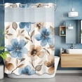 thumbnail image 6 of Spring Watercolor No Hooks Shower Curtain with Snap-in Liner Blue Brown Flower Garden Scenery Shower Curtains for Bathroom, Waterproof, Easy Install, Washable 72"x96", 6 of 9