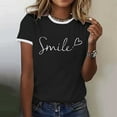 thumbnail image 5 of MIXUE Womens Summer Tops Letter Print Round Neck Short Sleeve Fashion Casual Shirts For Women Tshirts Outwear,Black,XXL, 5 of 7