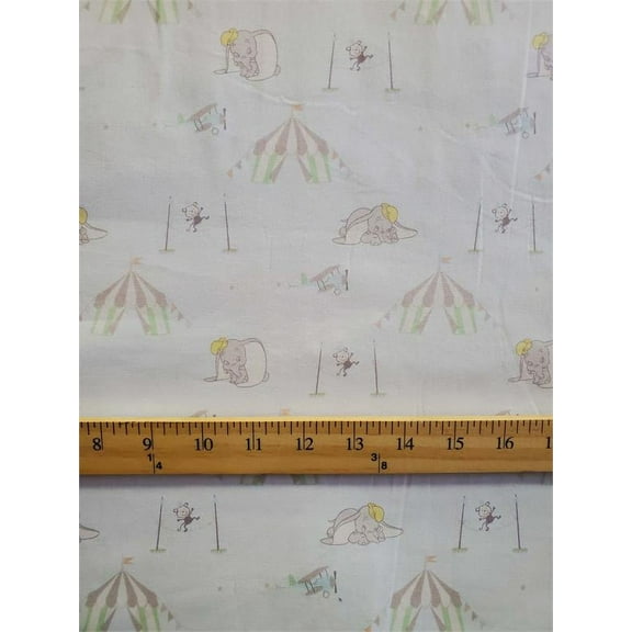 100% Cotton Fabric Disney's Dumbo and Circus Tent, Light coloring Print / SBY