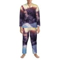 thumbnail image 3 of Fotbe Colorful Cloud Sleeping Cat Pattern Long Sleeve Pajama Set for Men,Sleepwear Set,2-piece Loungewear Set,Soft PJs Comfy Nightwear with Pockets-X-Large, 3 of 7