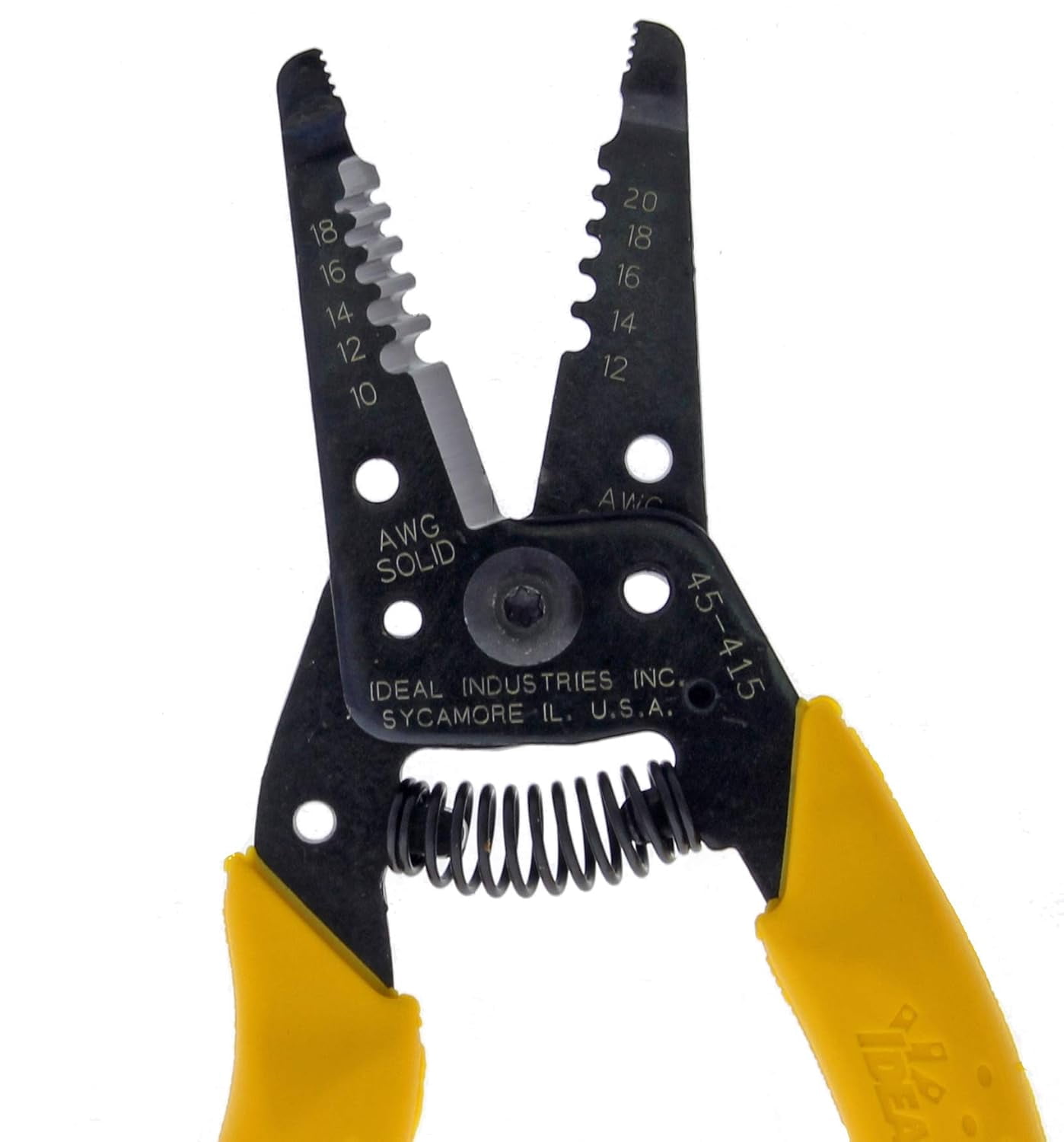 IDEAL Electrical 45-415 Premium Reflex T-5 Stripper - 10-20 AWG, Wire Stripper, Plier Nose, Slide Lock, Textured Grips,Yellow