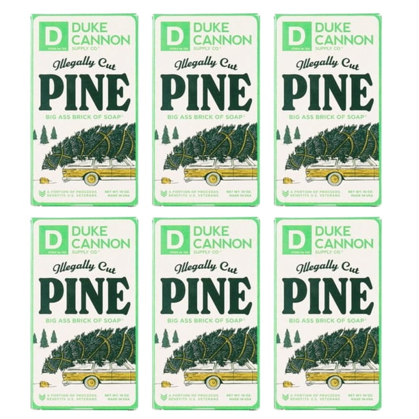 Duke Cannon Supply Co. Big Brick of Soap Bar para hombres Edición navideña Pino cortado ilegalmente (aroma a pino fresco partido) Paquete múltiple - Grado superior Extra grande Sin parabenos Sin cruel