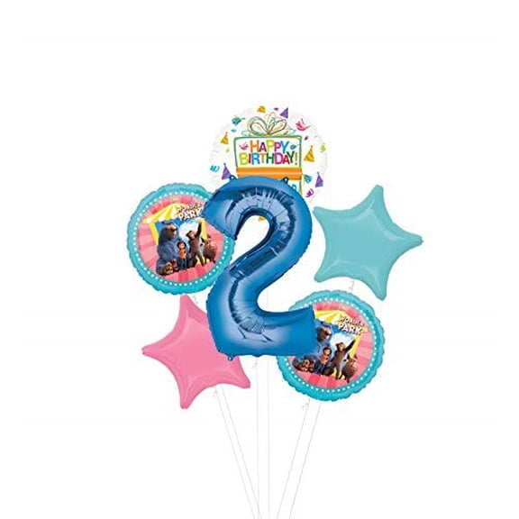 Mayflower Products Wonder Park Party Supplies 2nd Birthday Balloon Bouquet Decorations - Blue Number 2