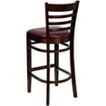 thumbnail image 4 of Emma + Oliver Ladder Back Mahogany Wood Barstool, Burgundy Vinyl Seat, 4 of 7