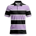 thumbnail image 3 of Men Polo Shirts Golf Striped Button Up Collared Breathable Short Sleeved Top Performance Stretch Athletic Regular Shirts for Men, 3 of 5