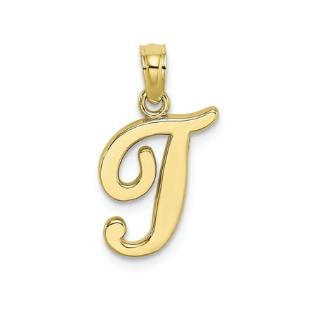 FJC Finejewelers 10k Yellow Gold T Script Initial Charm
