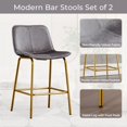 Comfort Stretch Bar Stools Set of 2,Gray Velvet Counter Height