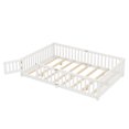 thumbnail image 6 of Montessori Style Queen Size House Floor Bed with Safety Rails, Removable Door and Slats, Low Profile Design, Secure Sleeping and Play Area, White, 6 of 19