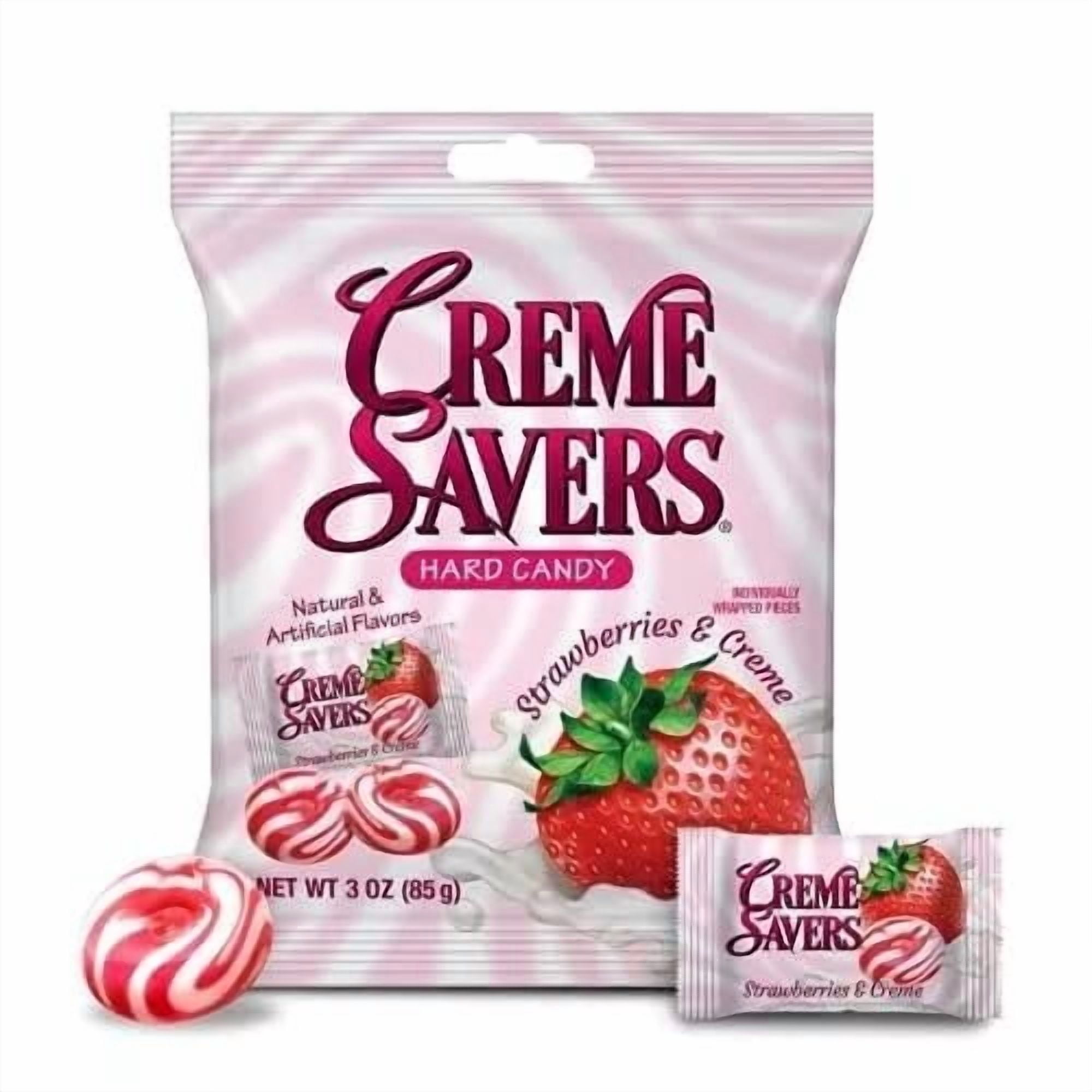 Cream Savers Strawberry & Cream and Orange & Cream, 6.25 Ounce Bag Pack of 4 2 of Each Flavor, Individually Wrapped Hard Candy, Orange Candy, Strawberry Candy, The Hampton Candy Company