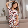 thumbnail image 3 of Haiem Red Food Print Women’s Short-sleeved Nightdress – Comfortable and Loose-Fit Sleepwear, Soft Cotton Sleep Shirt for Relaxing, Casual Nightdress, 3 of 6