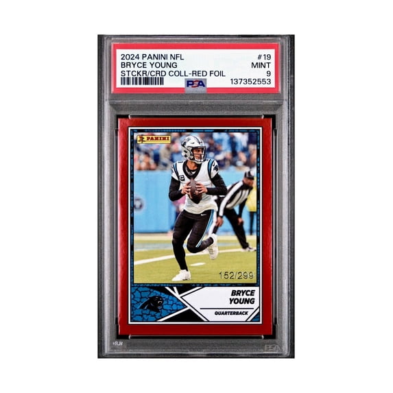 Bryce Young 2024 Panini Sticker Collection 152/299 #19 Red Foil PSA 9 Mint