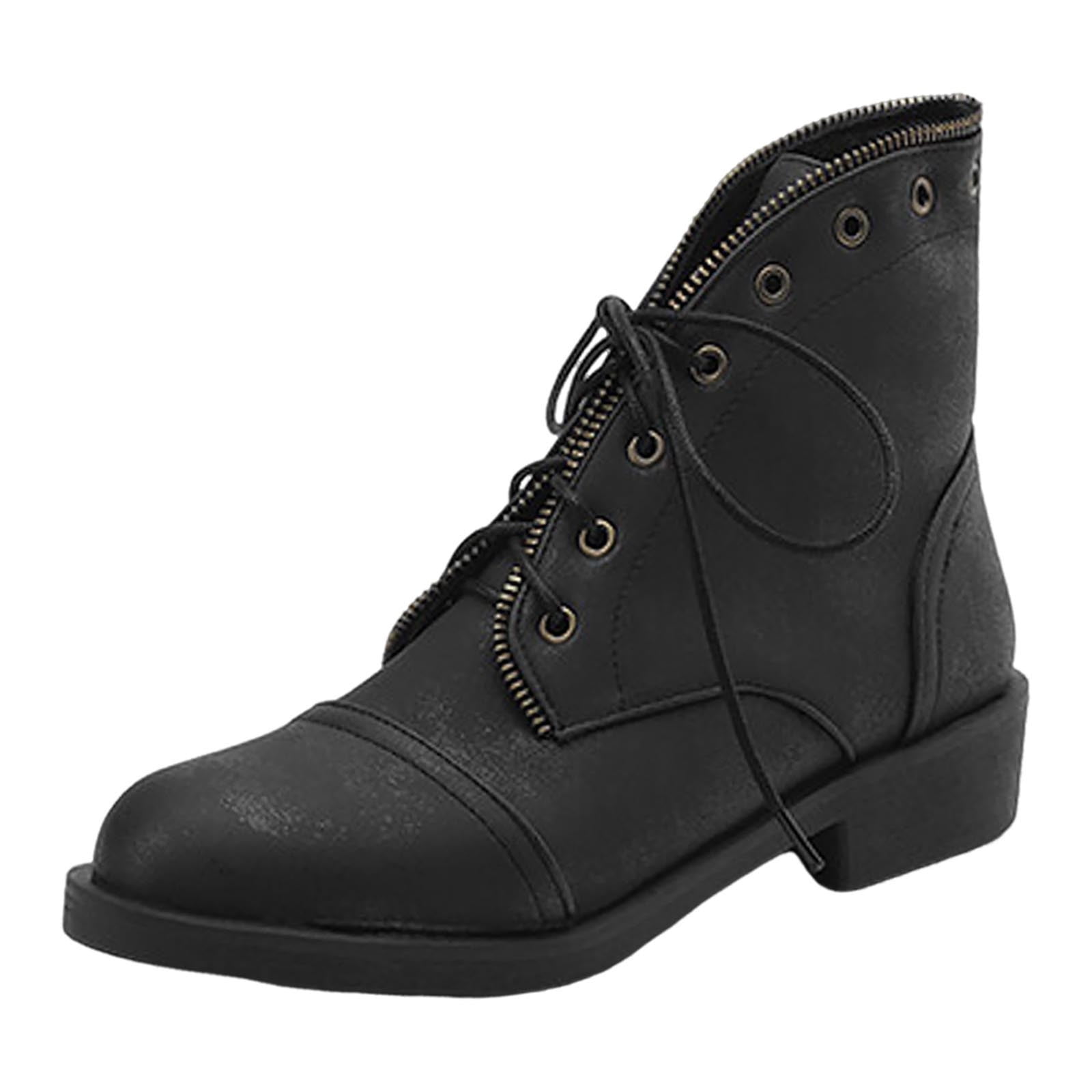 Y’s lady’s short boots black 25〜25,5cm 2DXuixsh Womens Winter Boots Ladies Leather Round Toe High